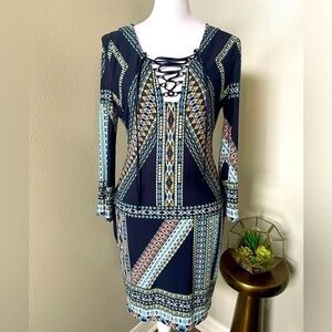 Long sleeve boho mini dress size medium